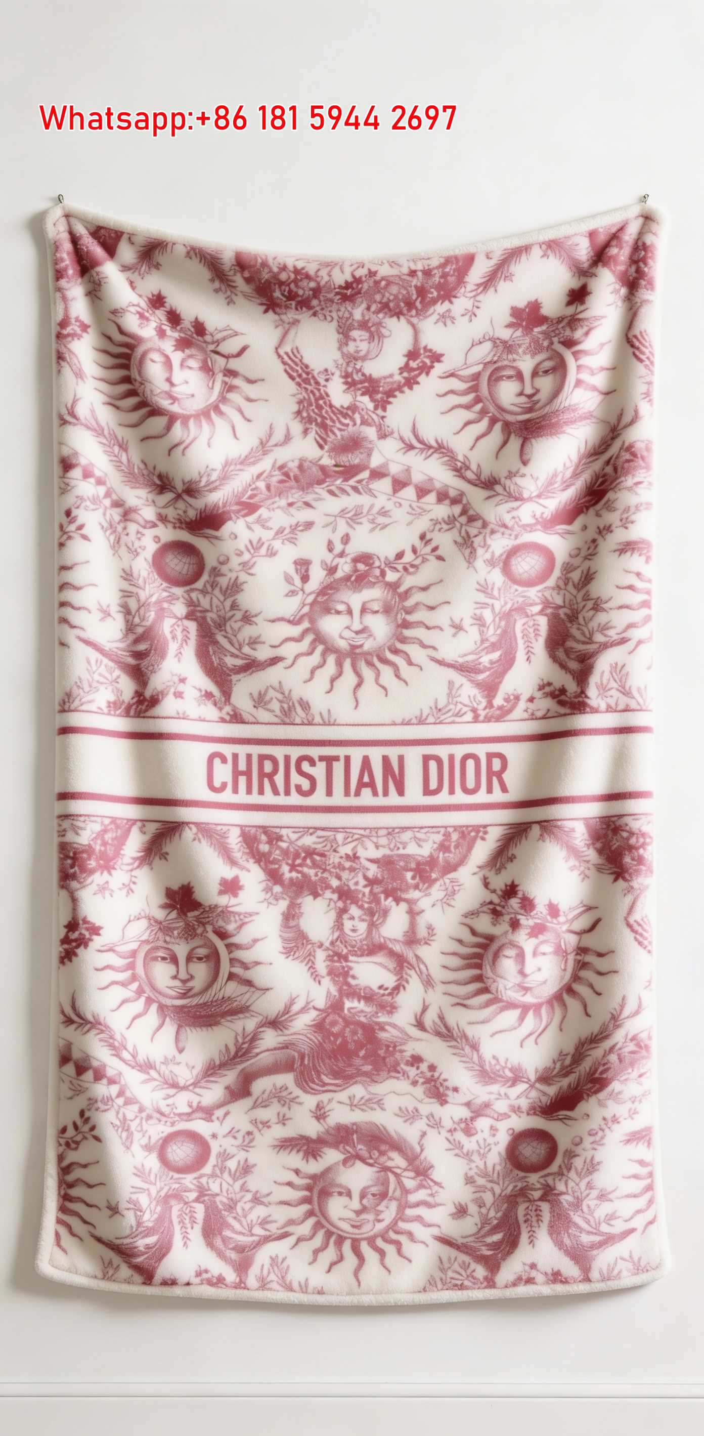 Christian Dior Pink Sun God Flannel Throw Blanket D161